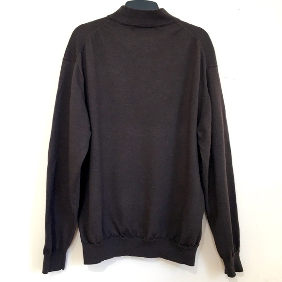 Pronto Uomo 100% extra fine merino wool brown pullover sweater - Picture 2 of 15